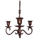 Antiqued Brass Finished Metal 3 Stick Candle Holder