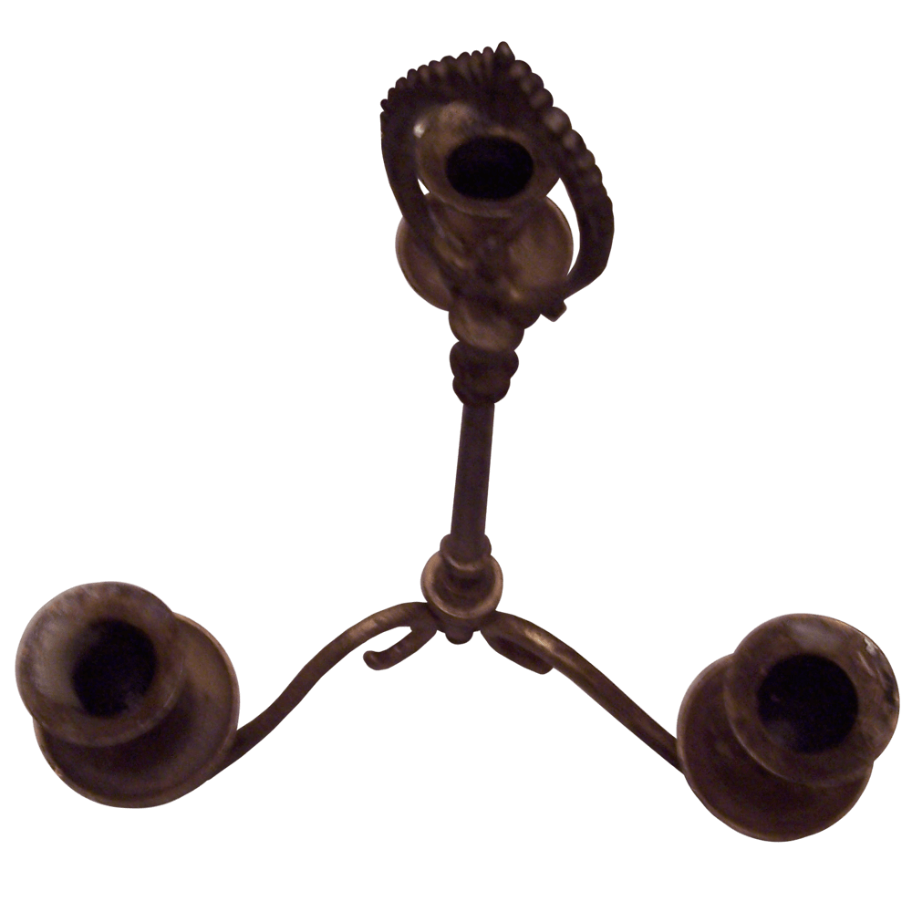 Antiqued Brass Finished Metal 3 Stick Candle Holder