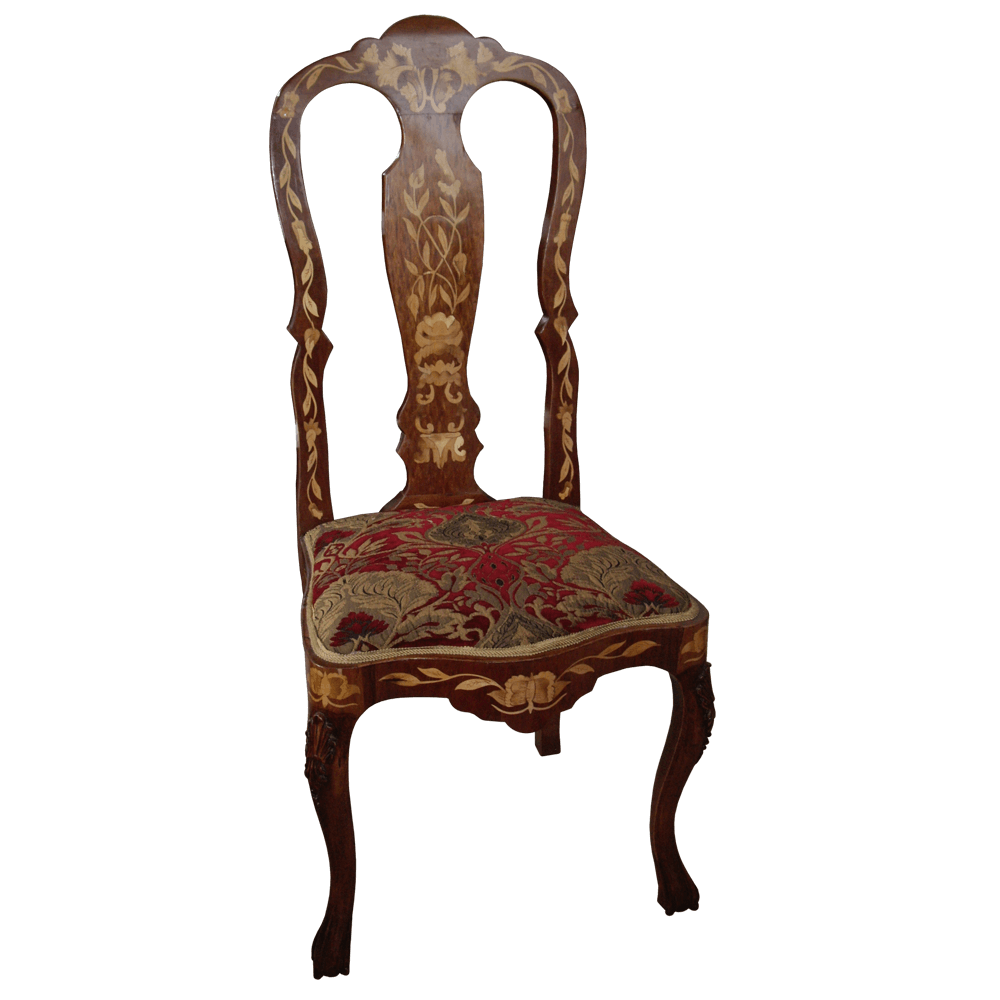 Set Of Four Dutch Marquetry Side Chairs