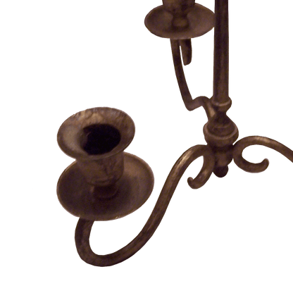 Antiqued Brass Finished Metal 3 Stick Candle Holder